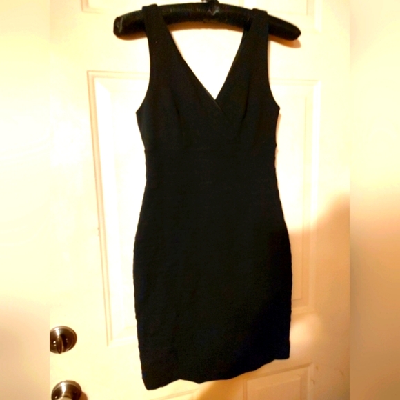 🖤 Fabulous Vintage PinUp Black Low Stitch Cross Panel Cocktail Dress - S - Picture 10 of 12